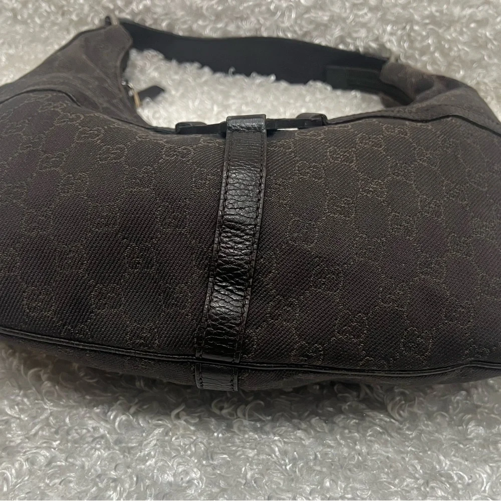 GUCCI Brown GG Canvas Hobo Handbag
